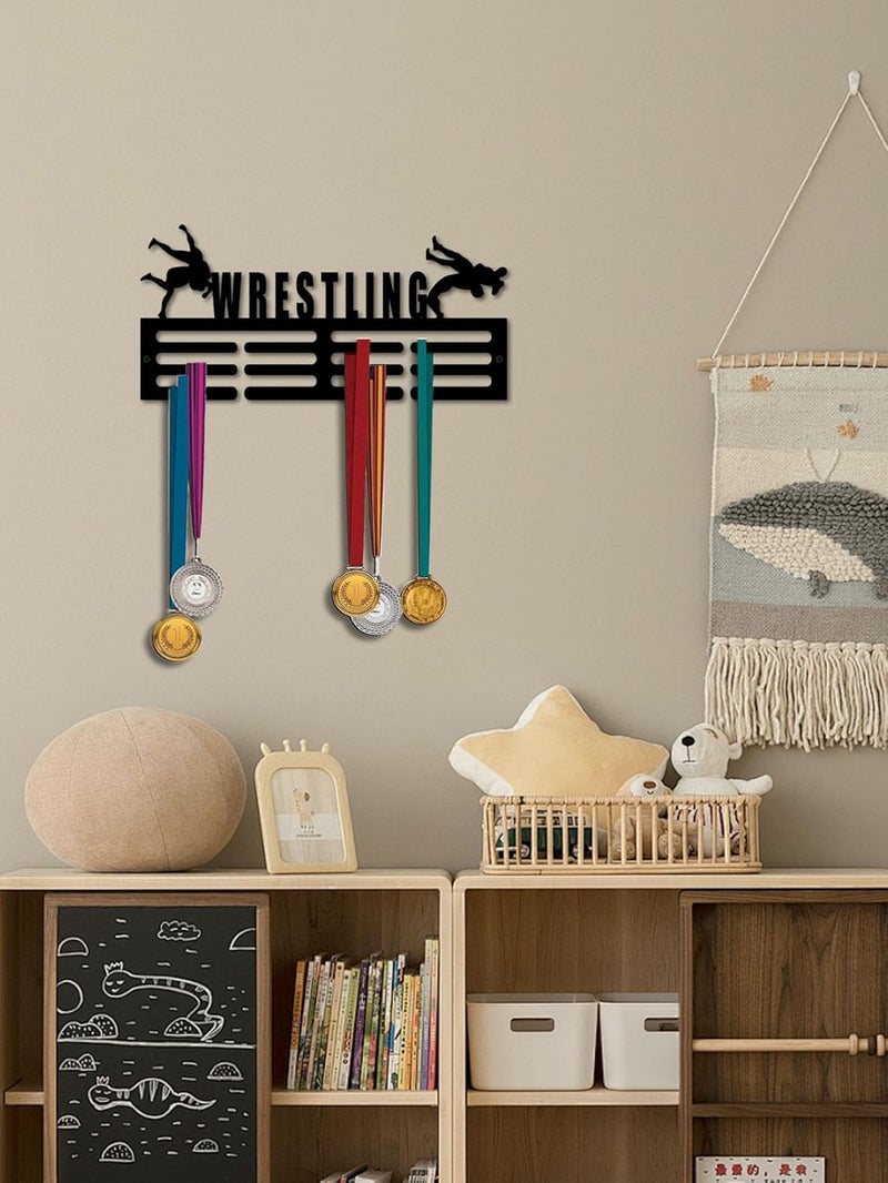 Resama Medal Hanger Holder Display Wall Rack Frame Shelf-Medal Hanger Awards Ribbon Soccer,Gymnastics,Holder Display Rack for 60 Medals - Image 2